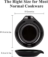 HONZUEN Ceramic Spoon Rest - Black Porcelain Utensil Holder for Kitchen view 6