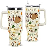 Nqhsionv Thanksgiving Tumbler 40 oz Fall Cup Funny Turkey Coffee Travel Mug Stainless Steel Insulated Cups Fall Water Bottle Thanksgiving Decor Gifts for Women