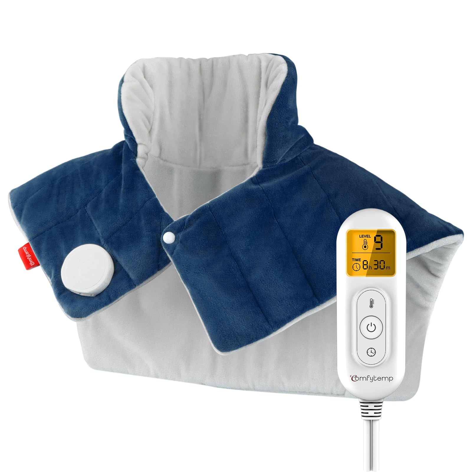 Photo 1 of Comfytemp Heating Pad for Neck and Shoulders and Back, 2.6lb Weighted Electric Heat Pad FSA Eligible, Large HSA Heated Wrap, 9 Heat Settings & 11 Timer, Gifts for Women Men Mom Dad, Dark Blue