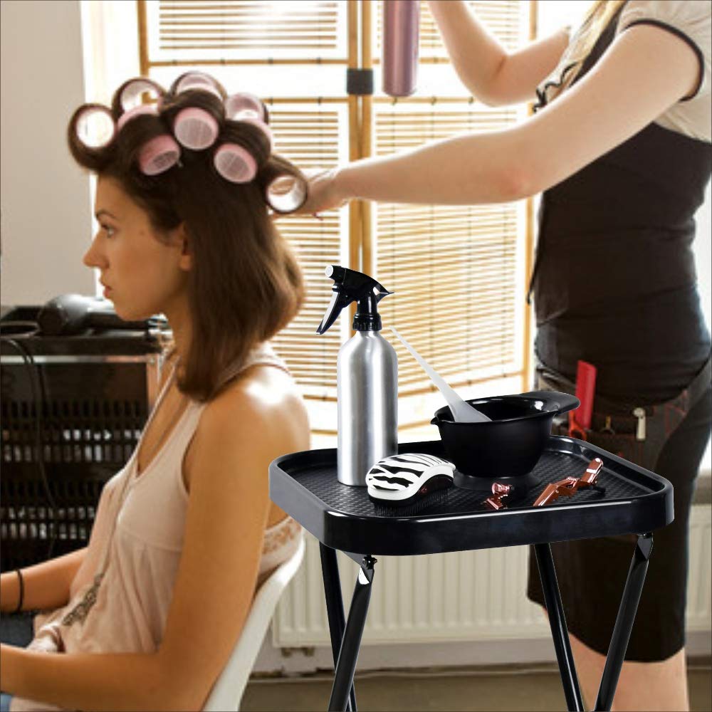 Folding Salon Tray, Salon Trolley, Salon Cart Tattoo Rolling Tray Station-Black: Electronics