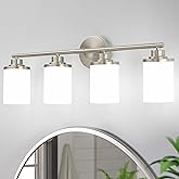 Halialumi Bathroom Light Fixtures,Brushed Nickel Bathroom Lights,4-Light Vanity Light,Bathroom Light Over Mirror,Modern Bathr