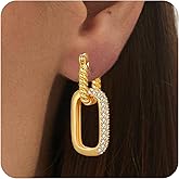 BIZK Gold Earrings for Women Trendy 14K Plated Hypoallergenic Dangle Earring Gold Statement Earrings Fashion Jewelry for Women