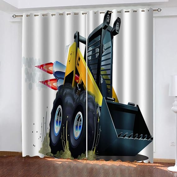 Amazon.com: Blackout Curtains Bulldozing Truck 3D Blackout Curtains
