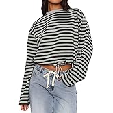 LEEDYA Womens Long Sleeve T Shirts Oversized Basic Crewneck Tee Fall Lightweight Tops Casual Workout Y2K Pullover Top 2025