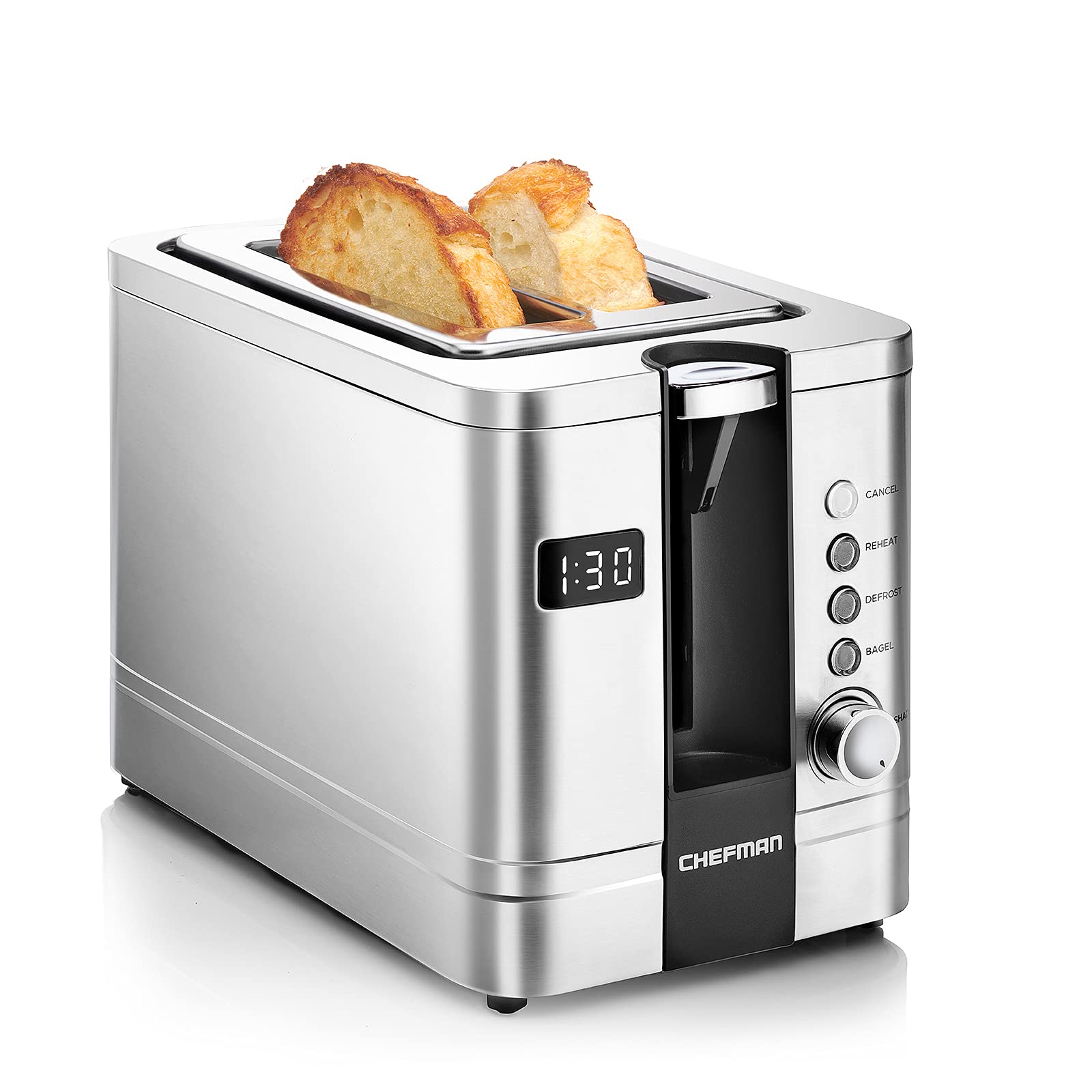 Photo 1 of ***ELECTRONICS FUNCTIONAL BUT HEATING ELEMENTS DO NOT***
Chefman 2-Slice Digital Toaster, Pop-Up, Stainless Steel, Extra-Wide Slots For Bagels, Defrost, Reheat, Cancel Functions, Removable Crumb Tray