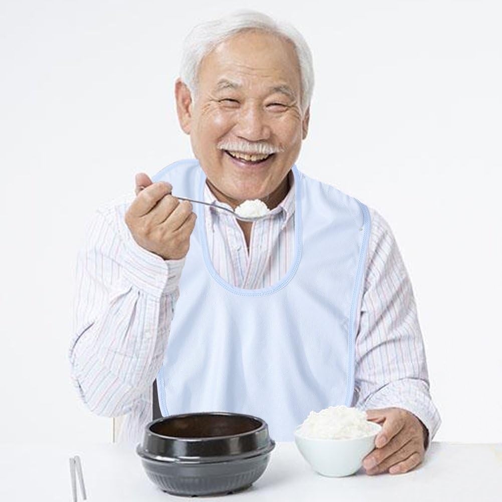 FILFEEL Adult Bibs Clothing Protector, Waterproof Mealtime Bib Elder Disability Aid Cook Dining Clothes Bamboo Fiber Fabric - Image 3