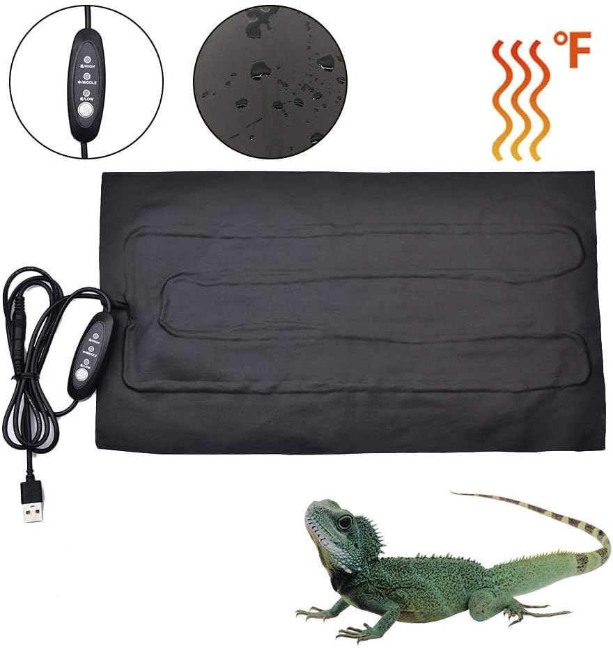 wapern Reptile Heat Pad - Temperature Adjustable Under Tank Heater With Thermostat Controller, Terrarium Heat Mat For Turtle/Snake/Lizard/Frog/Spider/Plant Box,3520cm