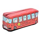 Molshine Cute Creative Bus Pencil Stationery Pouch Pen Case Pencil Case for School/Office(pencil not include) (RED)