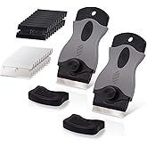 EHDIS 2 Pack Razor Blade Scrapers + 20 Pack Replacement Steel Blades Glass Stove Cooktop Ceramic Metal Tape Paint Glue Sticke
