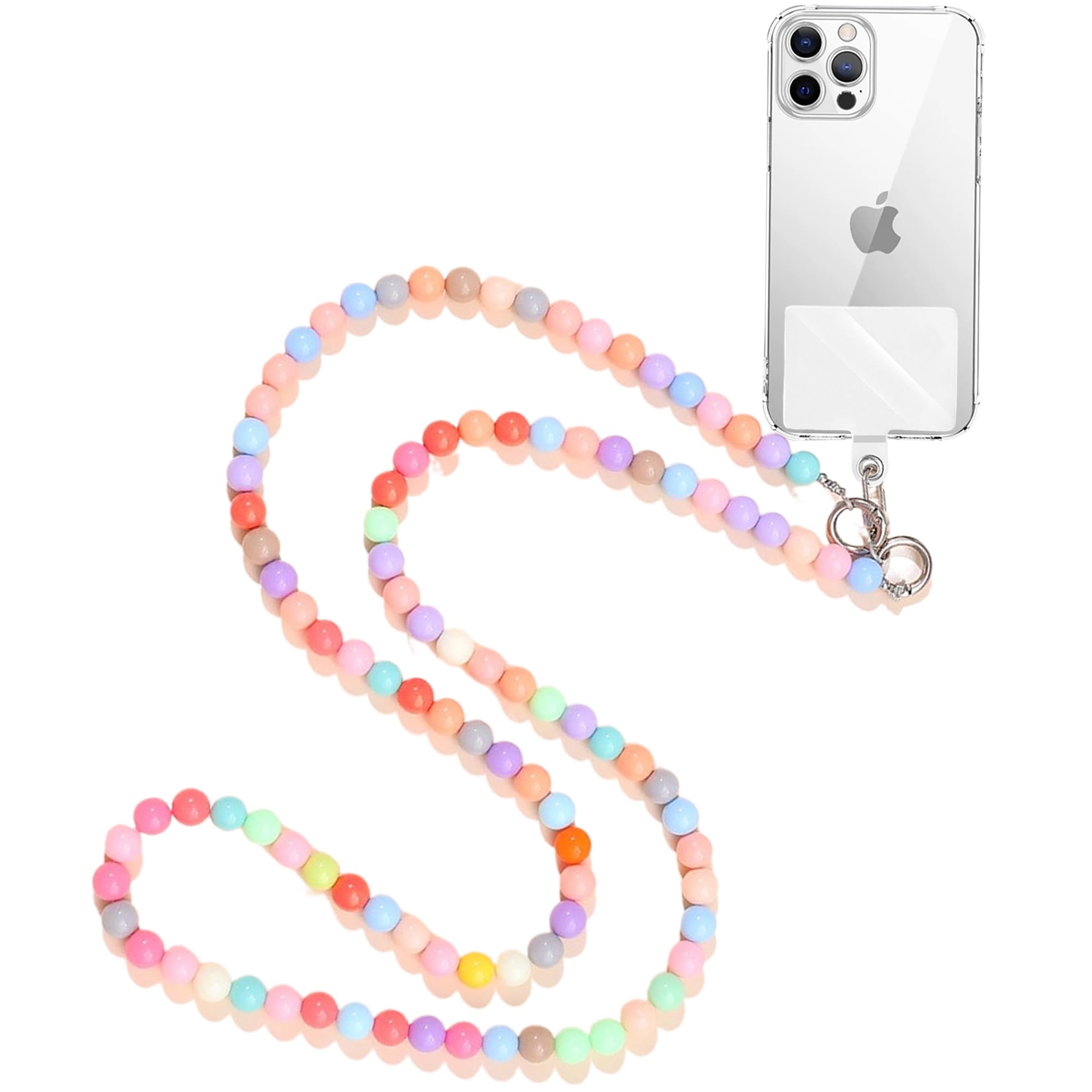 MAEXUS Mobile Phone Chain Universal, Mobile Phone Chain Beads, Mobile Phone Lanyard, Suitable for All Smartphones, Mobile Phone Strap for Hanging, Colourful Beads, Mobile Phone Pendant Collar, Length