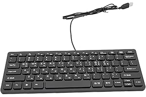 Yunseity Wired Korean Keyboard, 78 Keys Ultra Thin Lightweight Spill Proof USB Plug and Play, with Inclined Angle for Comfort