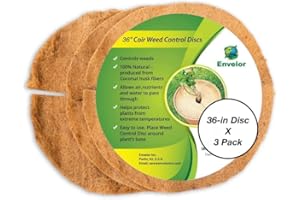 Envelor Coco Coir Tree Ring Mulch Mat Coconut Coir Fiber Tree Weed Barrier Ring Gardening Mulch Rings for Trees Plant Cover Planter Disc Root Protection for Plants Weed Control, 36 Inches, 3 Pack
