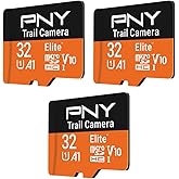 PNY 32GB Elite Class 10 U1 V10 A1 microSDHC Trail Camera Flash Memory Card – Read Up to 100MB/s, UHS-I, HD Photo & Video, Out