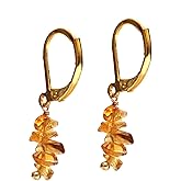 Gempires Citrine Crystal Leverback Earrings November Birthstone Gemstone Jewelry Hypoallergenic Gold Plated Lightweight Dangling Earrings For Women
