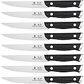 imarku Steak Knives, Steak Knives Set of 8, Serrated Steak Knife Set with Pakkawood Ergonomic Handle, Japanese HC Steel Steak Knife and Gift Box, Birthday Gift for Men and Women