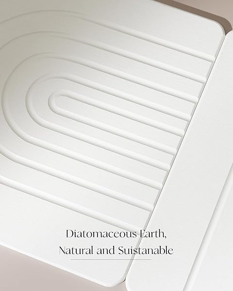 YOULTTAN STONE BATH MAT 24″X16″ – DIATOMACEOUS EARTH SHOWER MAT, QUICK DRY, ANTI-SLIP, MODERN DESIGN WITH BONUS NON-SLIP PAD – PERFECT FOR HOME SAFETY AND STYLE,LIGHT GRAY