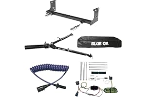 TrendsAuto Blue Ox Alpha 2 Tow Bar & Baseplate Combo with Electrical Cable Extension & EZ Light Wiring Harness fits 2007 2018 Jeep Wrangler Jk | Includes Decal