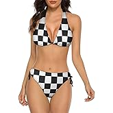 PrelerDIY Women's Bikini Set Two Piece Swimsuit Halter String Triangle Bikini Cheeky Beach Bathing Suits