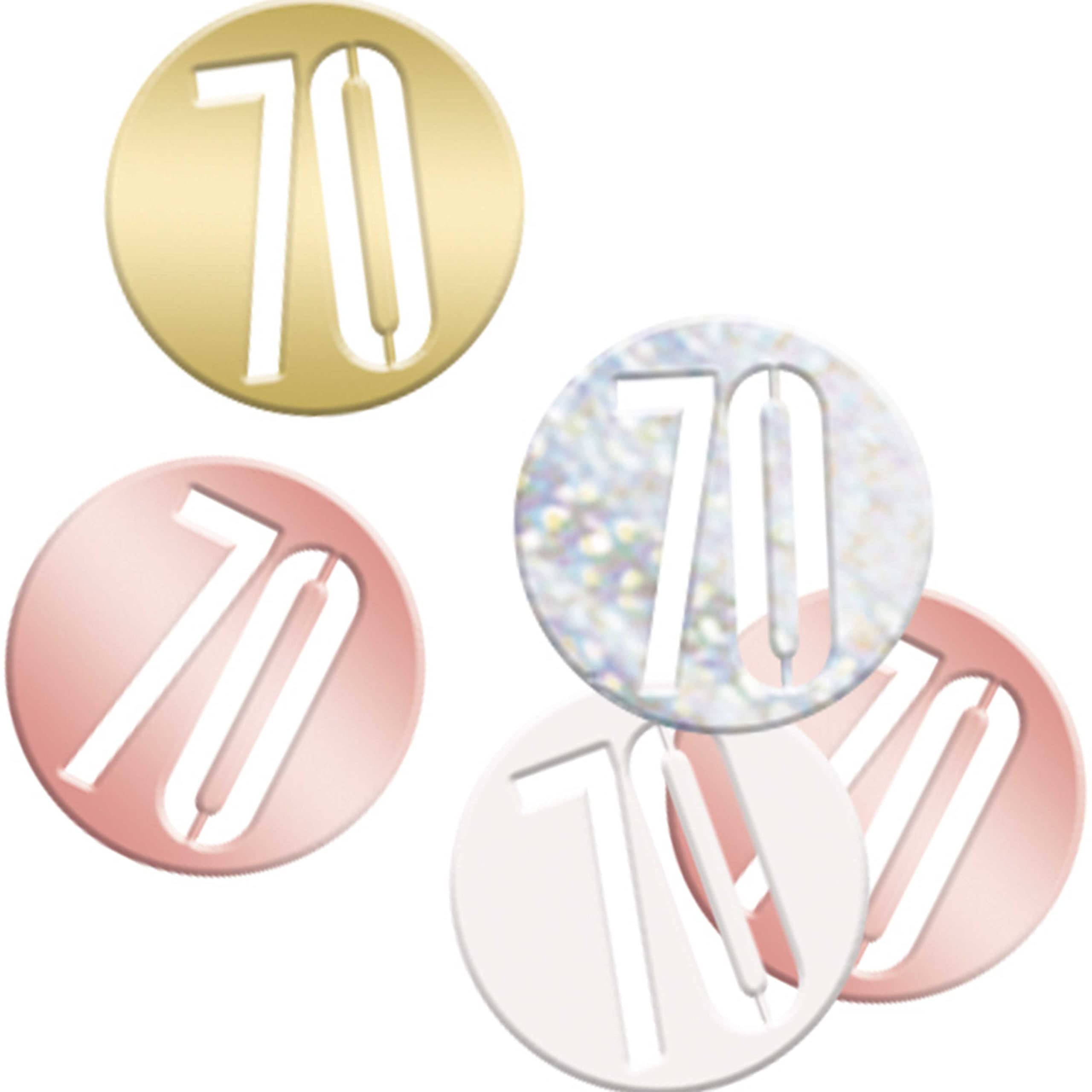Unique 84952 Birthday Confetti Cutouts-5 oz. | Glittery Rosegold| 1 pack, Rose Gold, Age 70