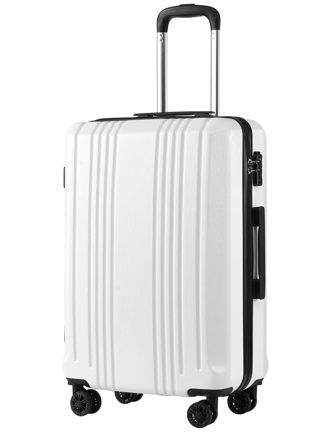 Coolife Luggage PC+ABS Hardshell Suitcase with TSA Lock, Spinner Checked Lightweight (white, M(24IN)) Image