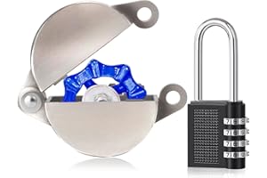 ISESLVNA Water Spigot Lock & Gate Valve Lockout, Safety Faucet Device with Password Key for Outside Garden Valve/Water Spigot in Antirust Stainless Steel,Dia Valve Handles (Silvery)