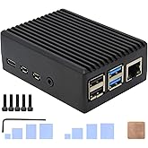 Geekworm for Raspberry Pi 4 Aluminum Case, Heavy Duty Passive Cooling Metal Case/Housing with Heatsink Pillar Compatible with