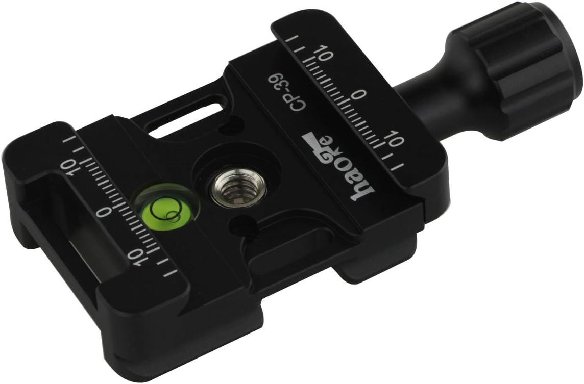 Haoge CP-39 Screw Knob Quick Release Clamp Adapter with Hand Strap Hole Bosses Boss Slot fit RRS Sunwayfoto Kirk Benro Arca Swiss Tripod or Monopod Head on Canon Nikon Sony Pentax Fujifilm Camera DSLR - Image 4