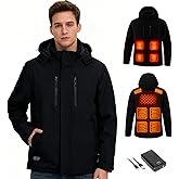 Lafans Heated Jacket for Men, Winter Outdoor Soft Shell Mens Heating Coat with Rechargeable Pack