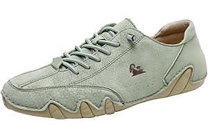 Asifn Men's Slip on Loafers Breathable Leather Shoes Fashion Lace up Boat Shoes Casual Flat Lightweight Sneakers with Rubber 