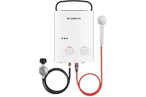 Camplux Tankless Water Heater, 1.32 GPM Portable Propane Outdoor Camping Water Heater, 5L, AY132, White