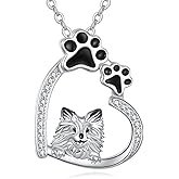 HKPATOP Dog Necklace S925 Sterling Silver Dog and Paw Heart Pendant Necklaces Pet Jewelry Gifts for Women