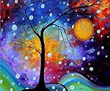DIY 5D Diamond Painting by Number Kits, Painting Cross Stitch Full Drill Crystal Rhinestone Embroidery Pictures Arts Craft for Home Wall Decor Gift Star Football Oil Painting Tree (YC31xkfj-16x12in)