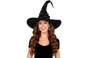 KITRDOOR Halloween Witch Hat, 1 Pcs Black Witch Costume Accessory for Halloween Witch Cosplay Party Favor Holiday Decoration