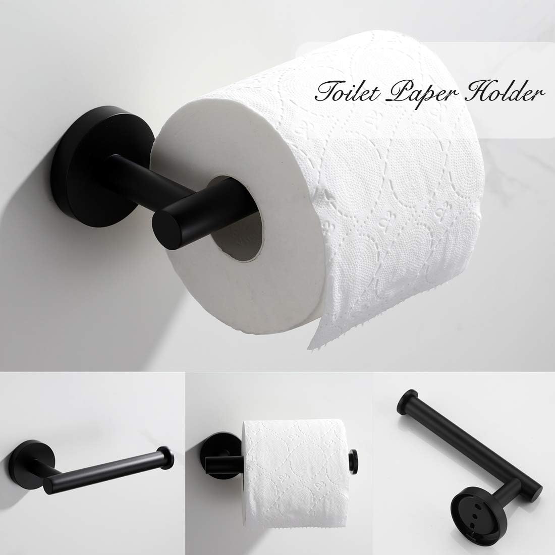 VELIMAX Modern 4-Piece Bathroom Hardware Towel Bar Accessories Set - Wall Mounted Stainless Steel Towel Bar and Toilet Paper Holder Set - 23.6 inches, Matte Black: Home & Kitchen
