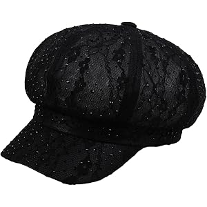Women's Summer Breathable Mesh Newsboy Cap Trendy Rhinestone Beret Lightweight Travel Sun Hat for Outdoor