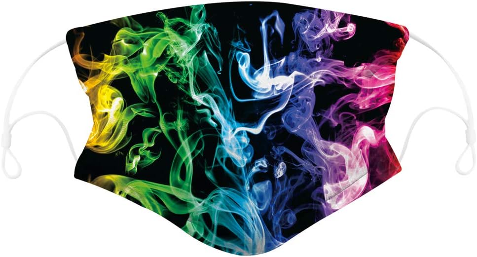 Vogseek Women Men Reusable Half Face Bandanas M-Shaped Nose Clip 3D Print Breathable Dust Mouth Cover with Two Replaceable Filter