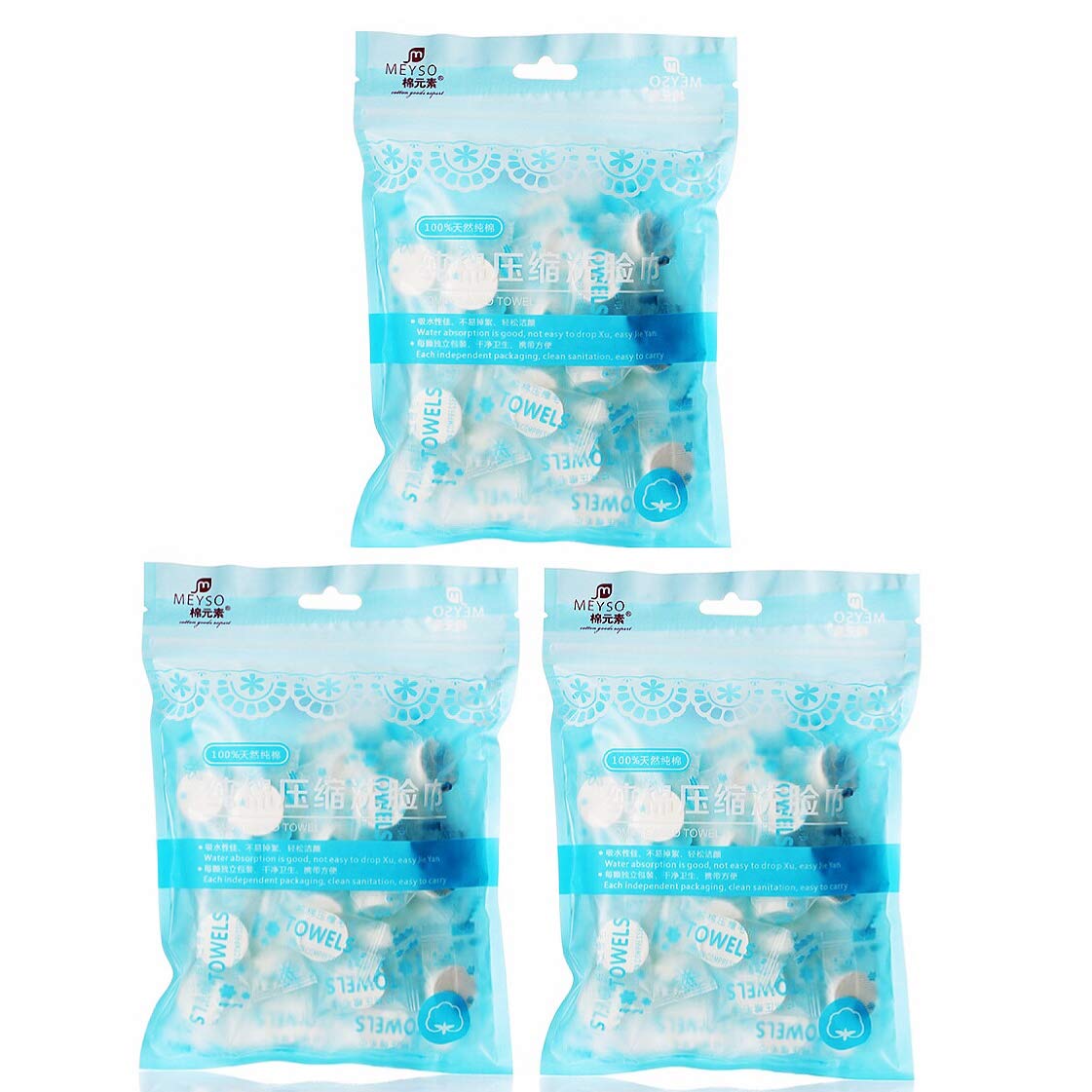 Oukaide 3 Packs 150Pcs Disposable Non-woven Fabric Compressed FaceTowels,Expandable Magic Tissue Easy Carry Outdoor Travel Tool Compressed Cotton Washcloth,Mini Towel Face Cleaning Cloth