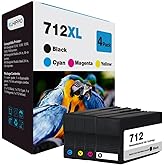712XL 712 Ink Cartridges High Yield Replacement for HP 712 Ink Cartridges Combo Pack Compatible with HP DesignJet T210 T230 T