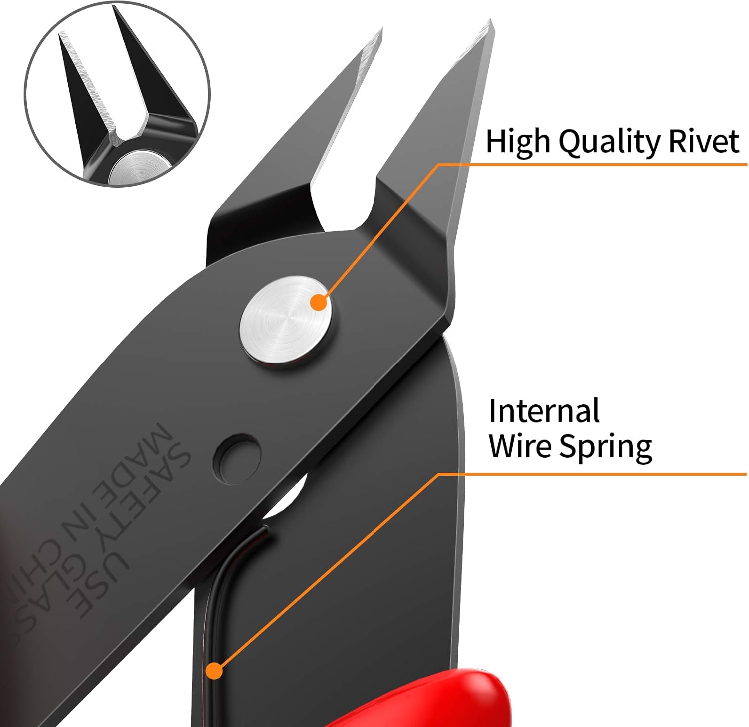 BOENFU Flush Cutter, Side Cutting Pliers, Internal Wire Spring, Zip Tie Cutter 5 Inches, Black - 2 Pack - - 