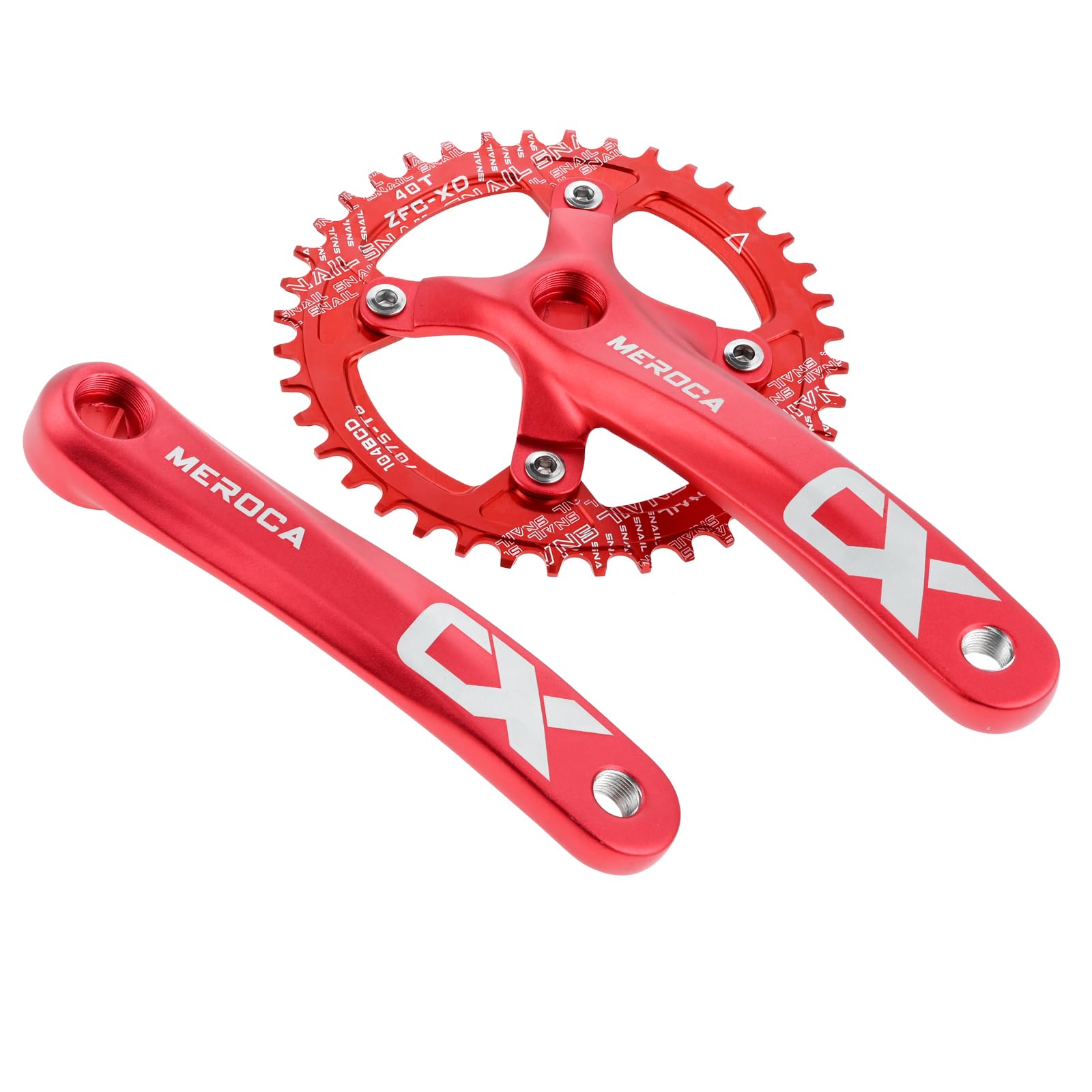 SURIEEN 170mm 40T Mountain Bike Crankset, Square Single Speed Crankset Crank arm set for Mountain Bike with 104 BCD 40T Chainring