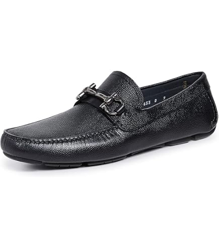 Amazon.com | Ferragamo AMER Bit Loafers 11.5 EE Navy Pebbled  display picture 1