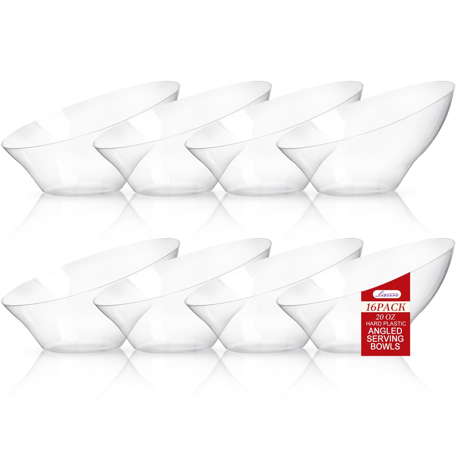 Photo 1 of Liacere 16 Pack Clear Plastic Serving Bowls - 20 OZ Clear Disposable Bowls Candy Bowl - Candy Bowl for office Chip,Salad & Fruit - Ideal for Party & Wedding & Halloween