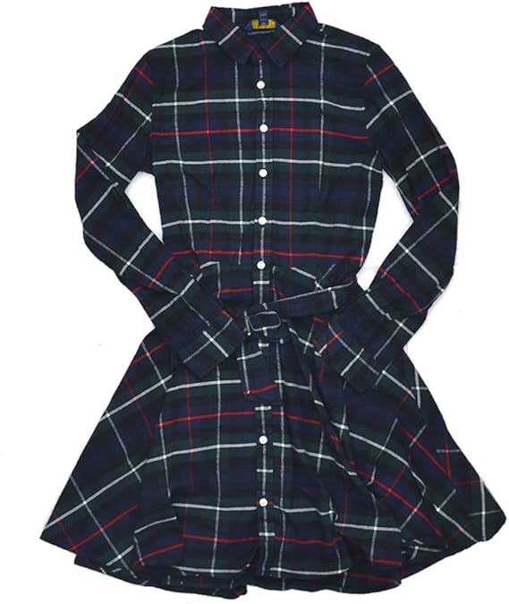 Amazon Co Jp ポロ ラルフローレン Polo Ralph Lauren Plaid Poplin Shirtdress ガールズ 女性 レディース ワンピース ドレス チェック 001 Navy 並行輸入品 服 ファッション小物