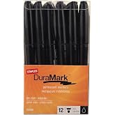 Staples Duramark Permanent Markers, Fine Tip, Black, 12-Pack | Everyday markers for writing, labeling, and office documentation.