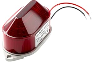 QTEATAK DC24V Strobe Siren Industrial Warning Light with Red LED and 105dB Buzzer, Ultra-Bright Signal Flashing Alarm Light for Safety and Alert, Oval