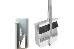 3-in-1 Broom and Dustpan Set, Long Handle Sweeping Combo with Self-Cleaning Teeth for Kitchen, Pet Hair, and Hard Floor Clean