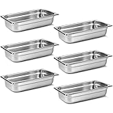 Aplancee 1/3 Hotel Pans 2.5 Inch Deep Stainless Steel Food Pan - Anti-Jam 6 Pack Steam Table Pan Set for Catering, Buffet Use, Kitchen Prep
