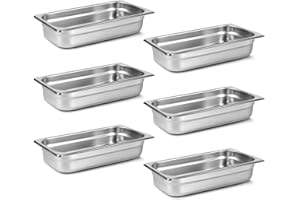 Aplancee 1/3 Hotel Pans 2.5 Inch Deep Stainless Steel Food Pan - Anti-Jam 6 Pack Steam Table Pan Set for Catering, Buffet Use, Kitchen Prep