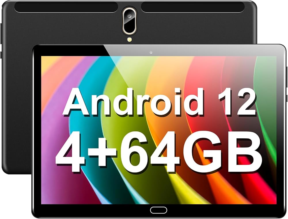 Padgene 10.1" Android 12 Tablet 4GB RAM 64GB ROM Octa-core 4G WiFi FHD IPS