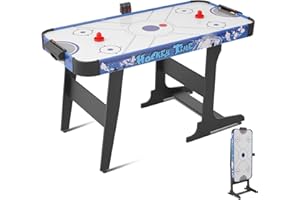 RAYKEEP 58" Foldable Air Hockey Table, Folding Indoor Hockey Game Table for Adults&Kids, Portable Arcade Game Set w/ 2 Pucks, 2 Pushers, LED Scorer, Powerful by 12V Motor for Game Room, Home, Office